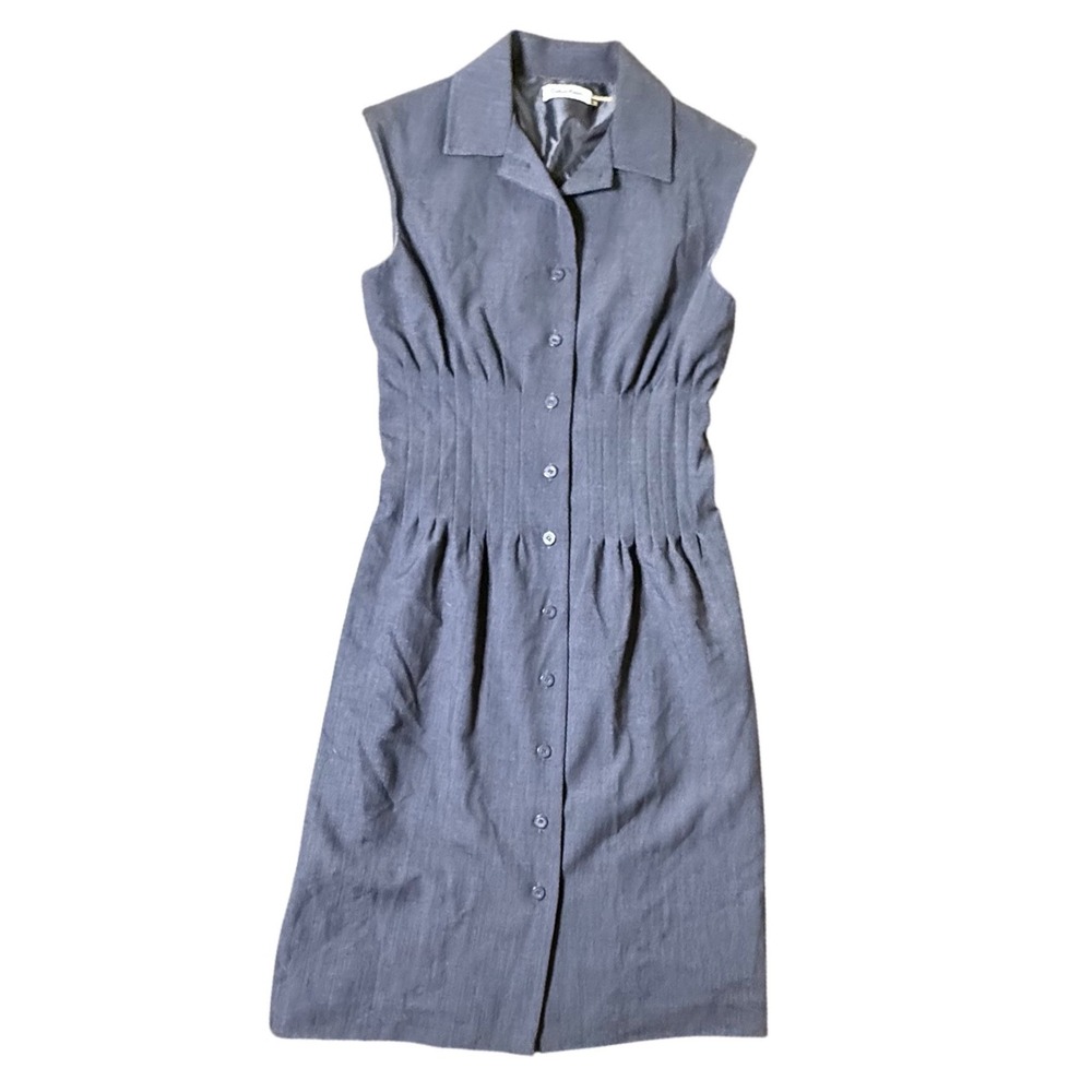 Calvin‎ Klein Charcoal Grey Sleeveless Button Front Shirtdress Size 4